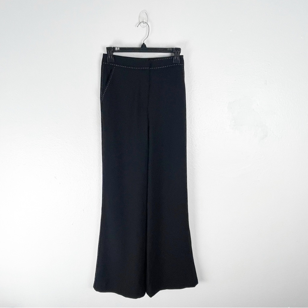 Karina Grimaldi Black White Contrast Stitching High Rise Trousers Slacks Size Xs